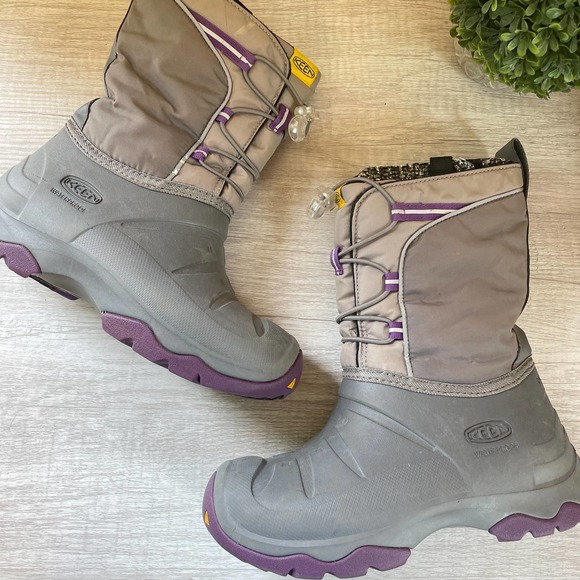 Keen Shoes Keen Girls Lumi Waterproof Winter Boots 4 Gray Purple